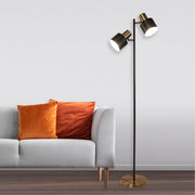 ARI Twin Black with Antique Brass E27 Floor Lamp