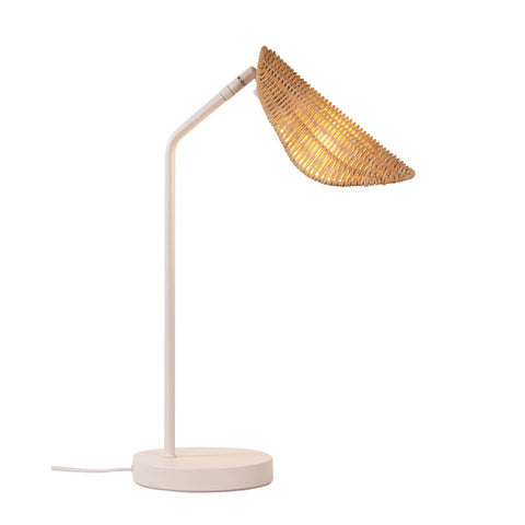 MALTA White with Rattan Shade E14 Table Lamp