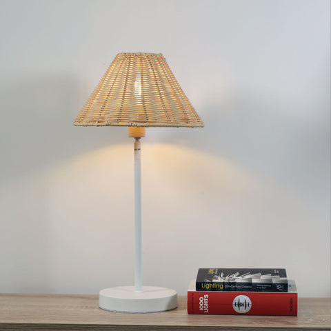BELIZE White with Rattan Shade E14 Table Lamp