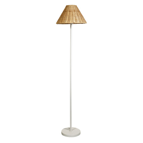 BELIZE White with Rattan Shade E27 Floor Lamp