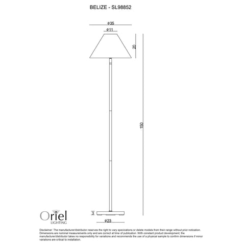 BELIZE White with Rattan Shade E27 Floor Lamp