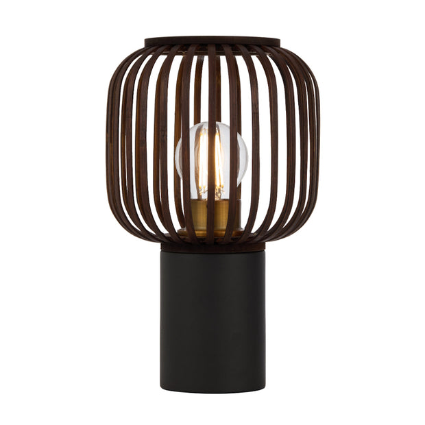 Sorens Oval Table Lamp Black with Brown Bamboo