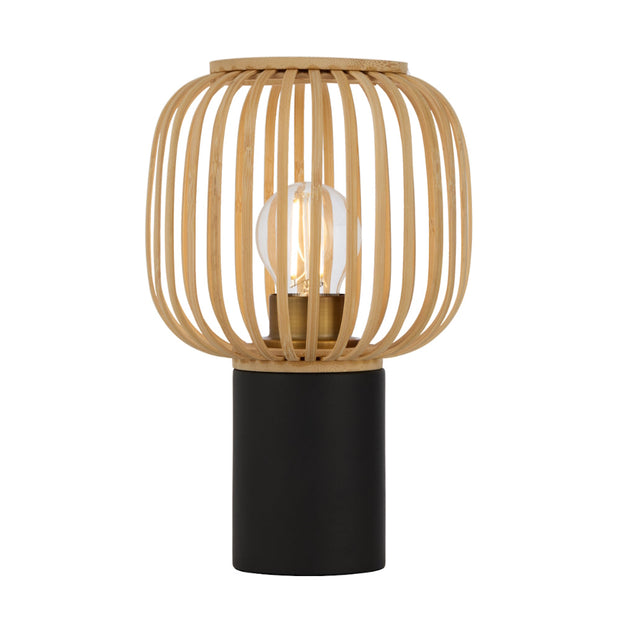 Sorens Oval Table Lamp Black with Natural Bamboo