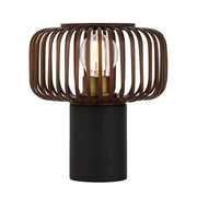 Sorens Round Table Lamp Black with Brown Bamboo