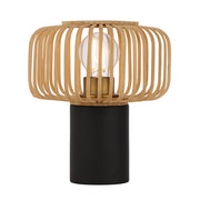 Sorens Round Table Lamp Black with Natural Bamboo