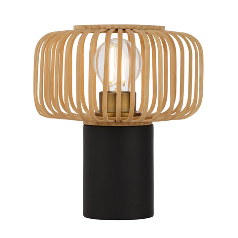 Sorens Round Table Lamp Black with Natural Bamboo