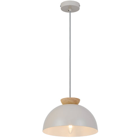 SOVIN 25cm Grey Iron Done With Timber E14 Pendant