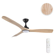 Spitfire DC 52 Black Ceiling Fan with Oak Blades and 18W 3CCT LED Light