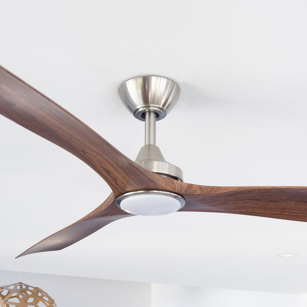 Spitfire DC 52 Nickel Ceiling Fan with Walnut Blades and 18W 3CCT LED Light