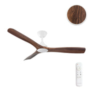 Spitfire DC 52 White Ceiling Fan with Walnut Blades 18W 3CCT LED Light