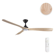 Spitfire DC 60 Black Ceiling Fan with Oak Blades and 18W 3CCT LED Light