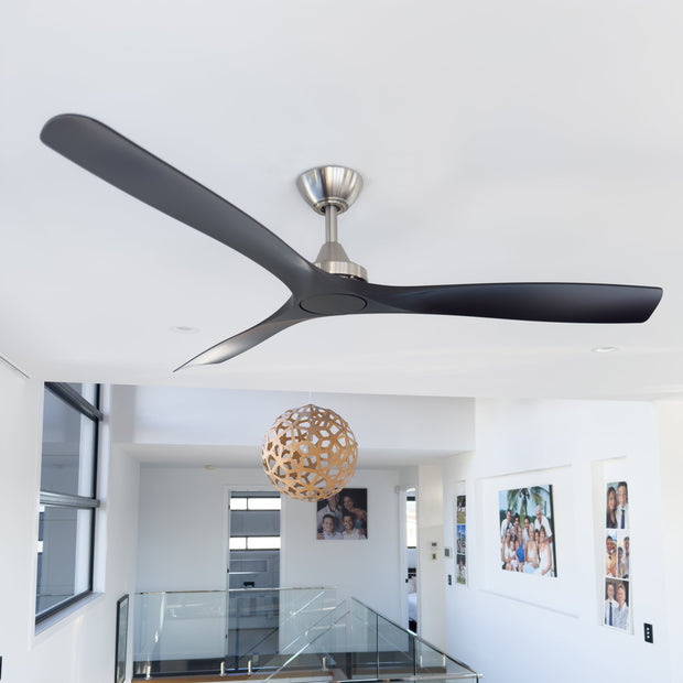 Spitfire DC 60 Nickel Ceiling Fan with Black Blades