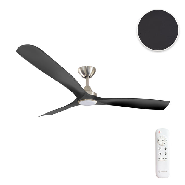 Spitfire DC 60 Nickel Ceiling Fan with Black Blades and 18W 3CCT LED Light