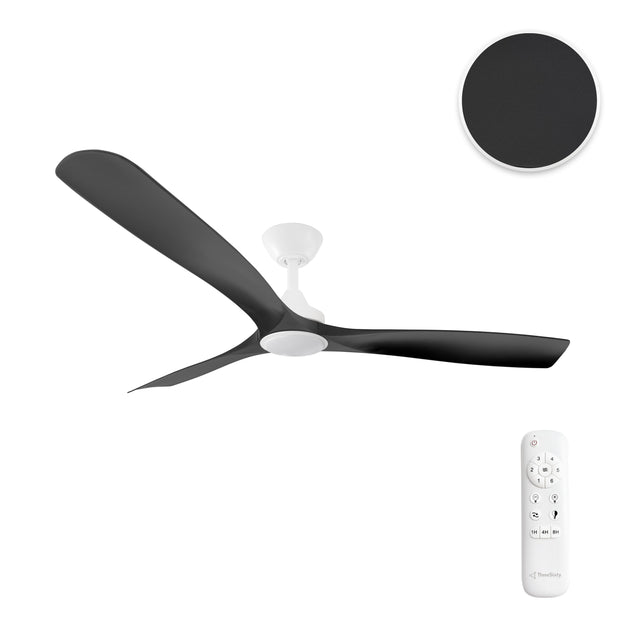 Spitfire DC 60 White Ceiling Fan with Black Blades with 18W 3CCT LED Light