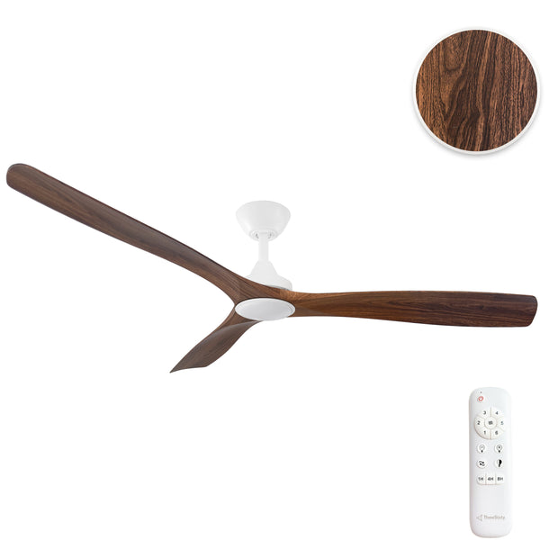 Spitfire DC 60 White Ceiling Fan with Walnut Blades and 18W 3CCT LED Light
