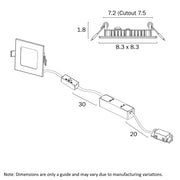 STOW 3w LED CCT 240v Titan Square Stair Light