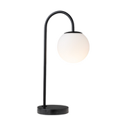 Mintu Table Lamp Black & Marble With Frosted Glass Shade