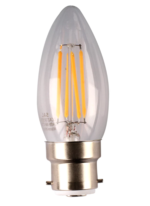4w Dimmable Small Bayonet Cap (BC) LED Daylight Clear Candle Filament