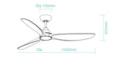 Seaforth DC 56 Smart Ceiling Fan Matt Black and Teak