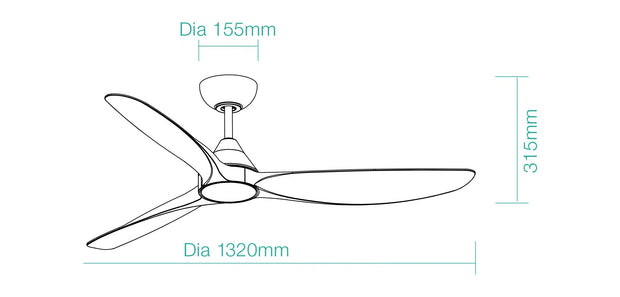 Seaforth DC 52 Smart Ceiling Fan Matt Black and Teak