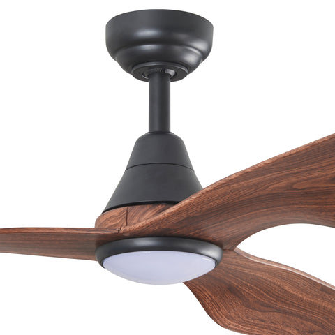 Simplicity DC 52 Black Ceiling Fan with Walnut Blades and CCT LED Light