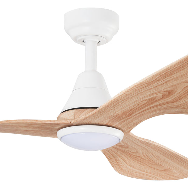 Simplicity DC 45 White Ceiling Fan with Oak Blades with CCT LED Light