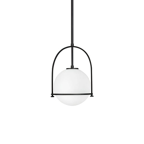 Hinkley Somerset 1 Light Pendant Black with Etched Opal glass