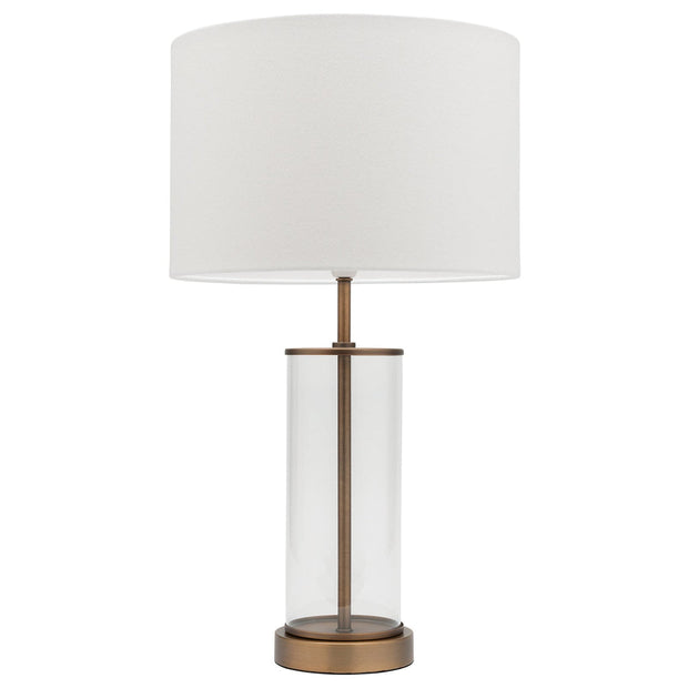 Sonya Table Lamp W Aged Brass,Glass base White Shade