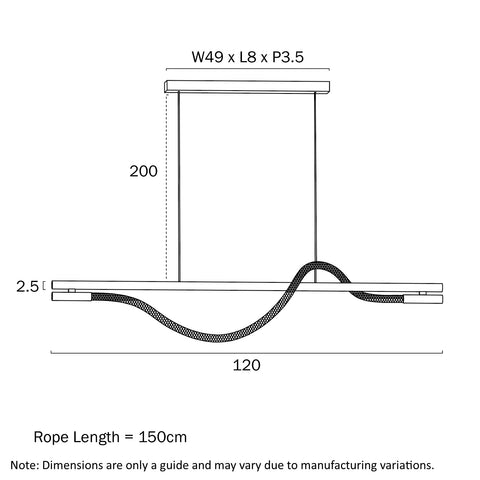 Taft 30W 3000K LED 120cm Bar Pendant Gun Metal