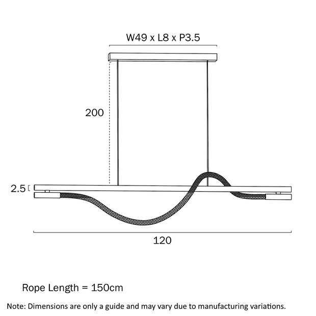 Taft 30W 3000K LED 120cm Bar Pendant Gun Metal