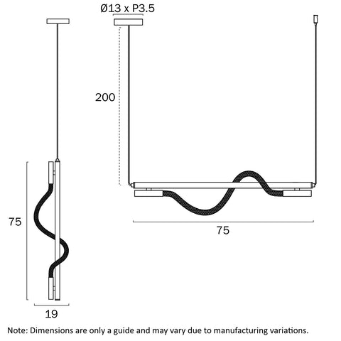 Taft 20W 3000K LED 75cm Bar Pendant Gun Metal