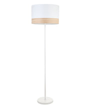 Tambura E27 Large Cylinder Floor Lamp White with Blonde Wood