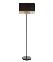 Tambura E27 Large Cylinder Floor Lamp Black with Blonde Wood