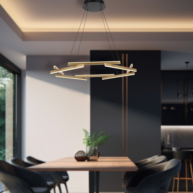 Tarson 40w 3000K LED 1 Tier Pendant Black with Gold