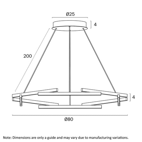 Tarson 40w 3000K LED 1 Tier Pendant Black with Gold