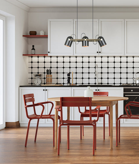 Tazza 3LT Black with Antique Brass Pendant E27