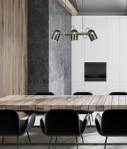 Tazza 3LT Black with Antique Brass Pendant E27