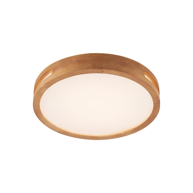 THALIA 12w LED CCT 3 Step Dimmable Teak Trim Round 30cm Oyster Light