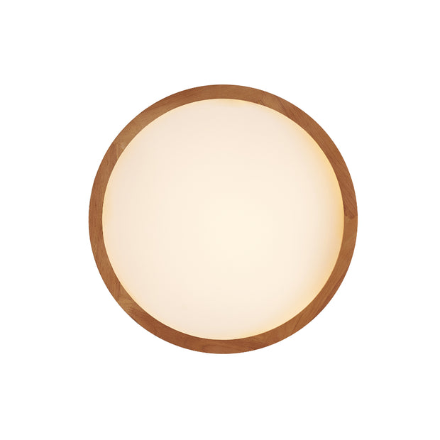 THALIA 12w LED CCT 3 Step Dimmable Teak Trim Round 30cm Oyster Light