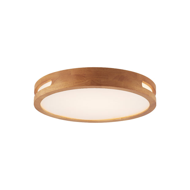 THALIA 12w LED CCT 3 Step Dimmable Teak Trim Round 30cm Oyster Light