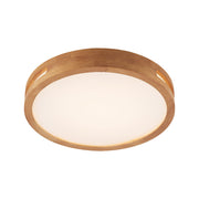 THALIA 24w LED CCT 3 Step Dimmable Teak Trim Round 40cm Oyster Light