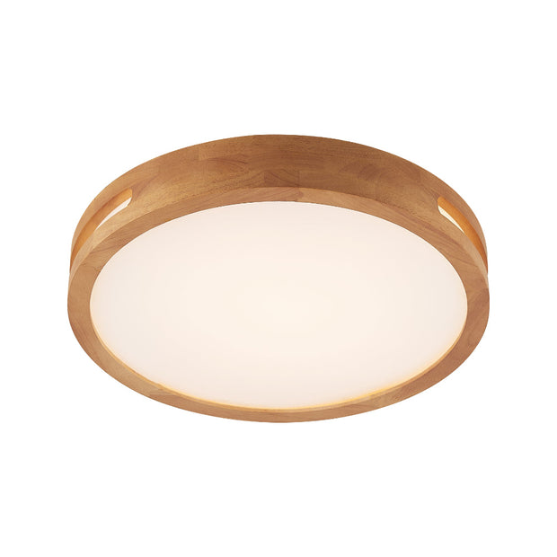 THALIA 24w LED CCT 3 Step Dimmable Teak Trim Round 40cm Oyster Light