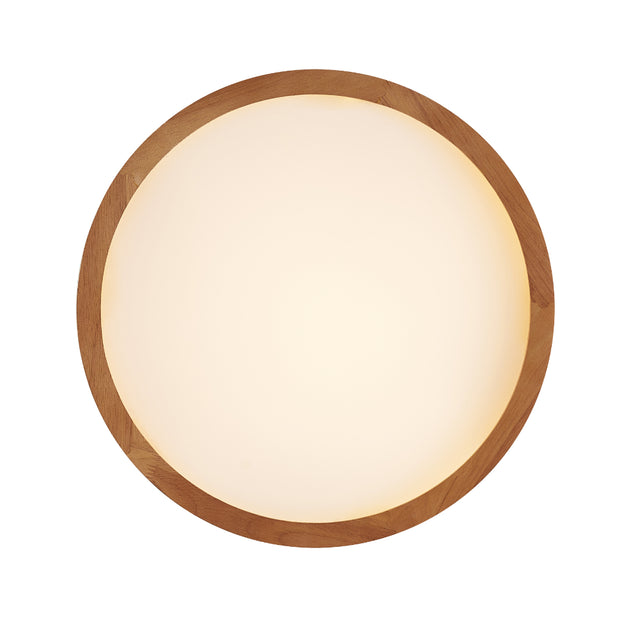 THALIA 24w LED CCT 3 Step Dimmable Teak Trim Round 40cm Oyster Light