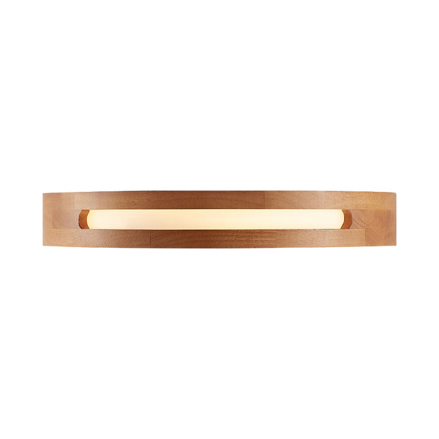 THALIA 24w LED CCT 3 Step Dimmable Teak Trim Round 40cm Oyster Light