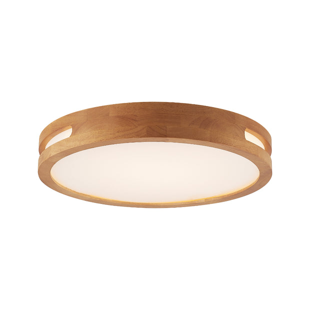 THALIA 24w LED CCT 3 Step Dimmable Teak Trim Round 40cm Oyster Light