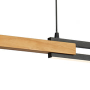 Thorin 36W CCT (Wall Switch) LED 180cm Pendant Black with Oak