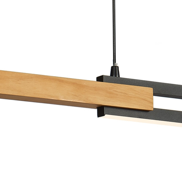 Thorin 28W CCT (Wall Switch) LED 120cm Pendant Black with Oak