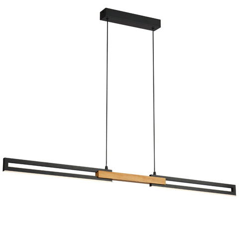 Thorin 28W CCT (Wall Switch) LED 120cm Pendant Black with Oak