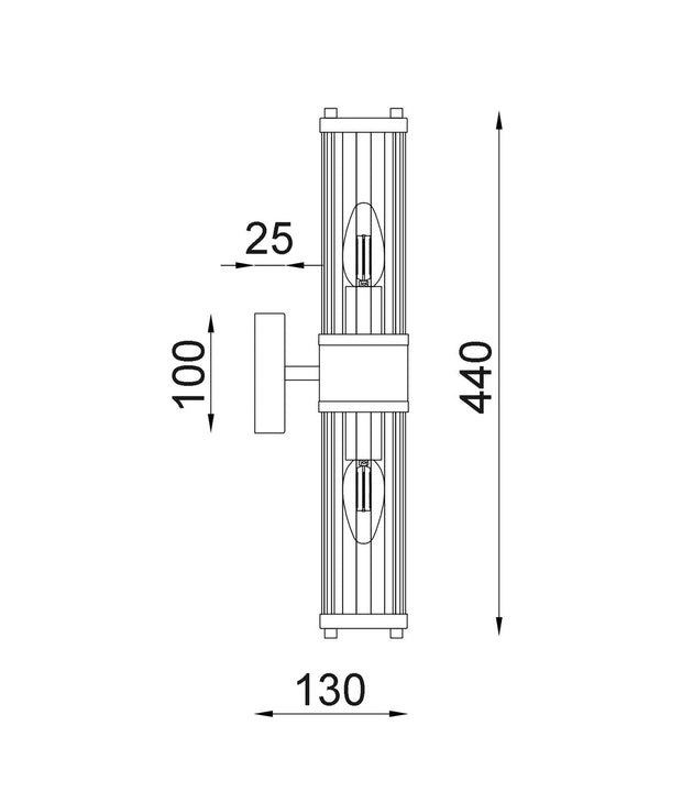 Tiempo Up/Down Wall Light Tubular Ribbed Glass with White