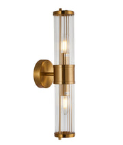 Tiempo Up/Down Wall Light Tubular Ribbed Glass with Antique Brass